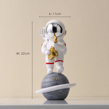 Astronaut Jazz Band Decorative Art Piece for Unique Home Decor Silver - Saxophone NaLani