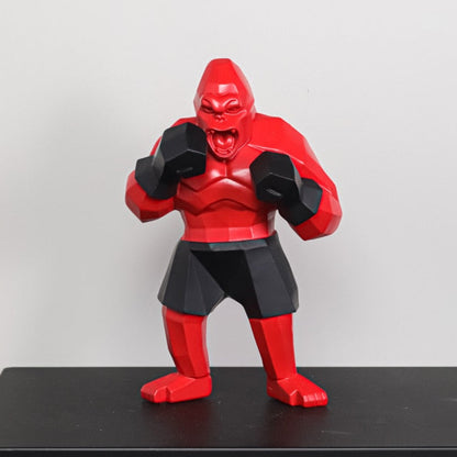 Geometric Gorilla Boxer Sculpture Unique Home Decor Accent Piece Black shorts NaLani