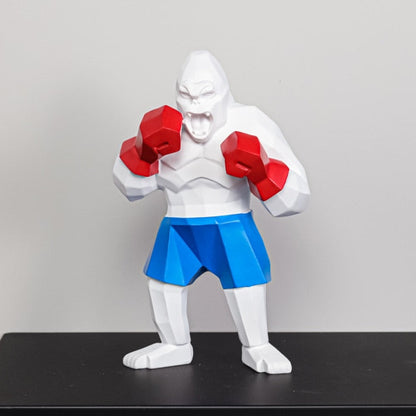 Geometric Gorilla Boxer Sculpture Unique Home Decor Accent Piece Blue shorts NaLani