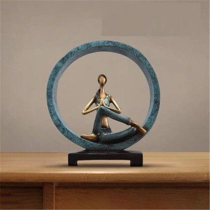 Modern Abstract Resin Yoga Sculptures for Office Décor 11 Inch Half Lotus Position - Blue NaLani