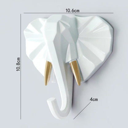 Geometric Wildlife Wall Hook for Unique Home Decor and Gifts White (Elephant) NaLani