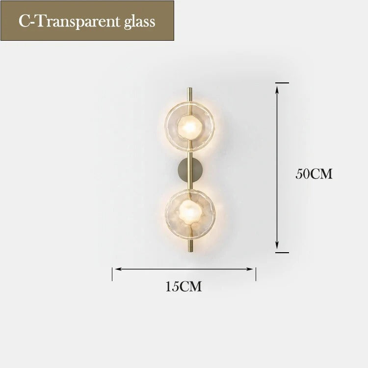 Nordic Glass Wall Lamp With Metal Body For Ambient Lighting C-Clear glass NALANI