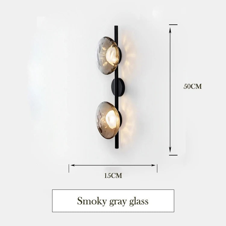 Nordic Glass Wall Lamp With Metal Body For Ambient Lighting C-Smoke grey glass NALANI