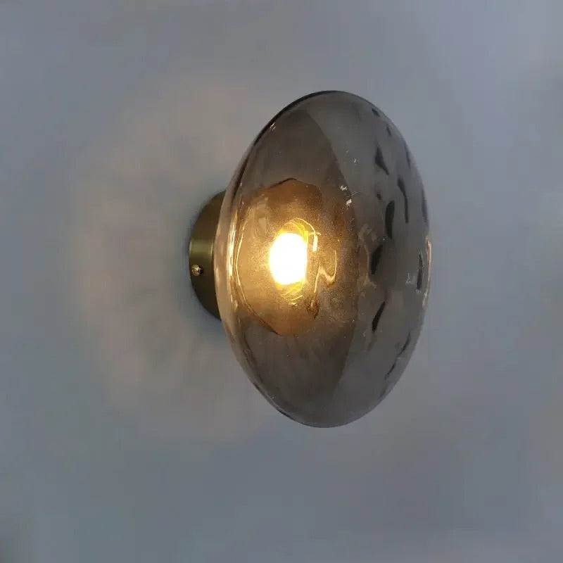 Nordic Glass Wall Lamp With Metal Body For Ambient Lighting A-Smoke grey glass - Gold base NALANI