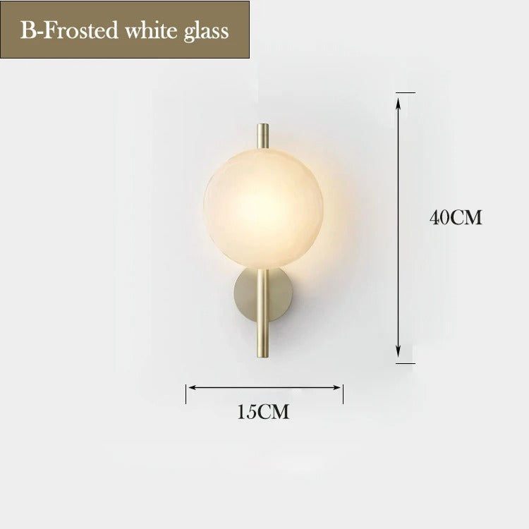 Nordic Glass Wall Lamp With Metal Body For Ambient Lighting B- Frosted White glass NALANI