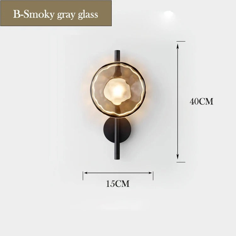 Nordic Glass Wall Lamp With Metal Body For Ambient Lighting B-Smoke grey glass NALANI