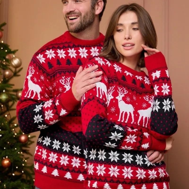 Matching Christmas Sweaters for Couples With Festive Motifs-Shirts & Topjes-Calora-Xmas Rood-Vrouw-M-NaLani