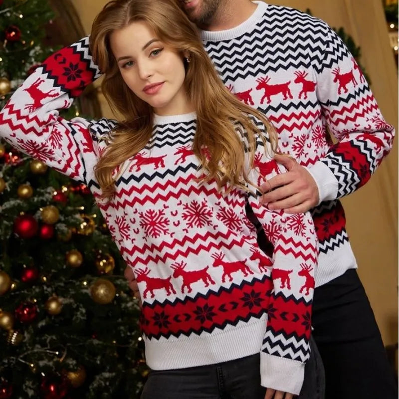 Matching Christmas Sweaters for Couples With Festive Motifs-Shirts & Topjes-Calora-Wit-Vrouw-M-NaLani