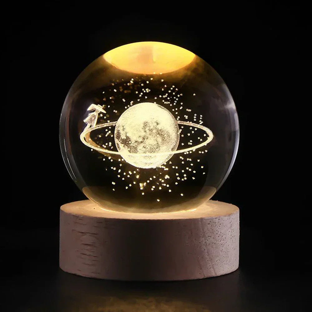 Velvòi | Luminous Crystal Ball Night Light with 3D Engraved Space Images NALANI