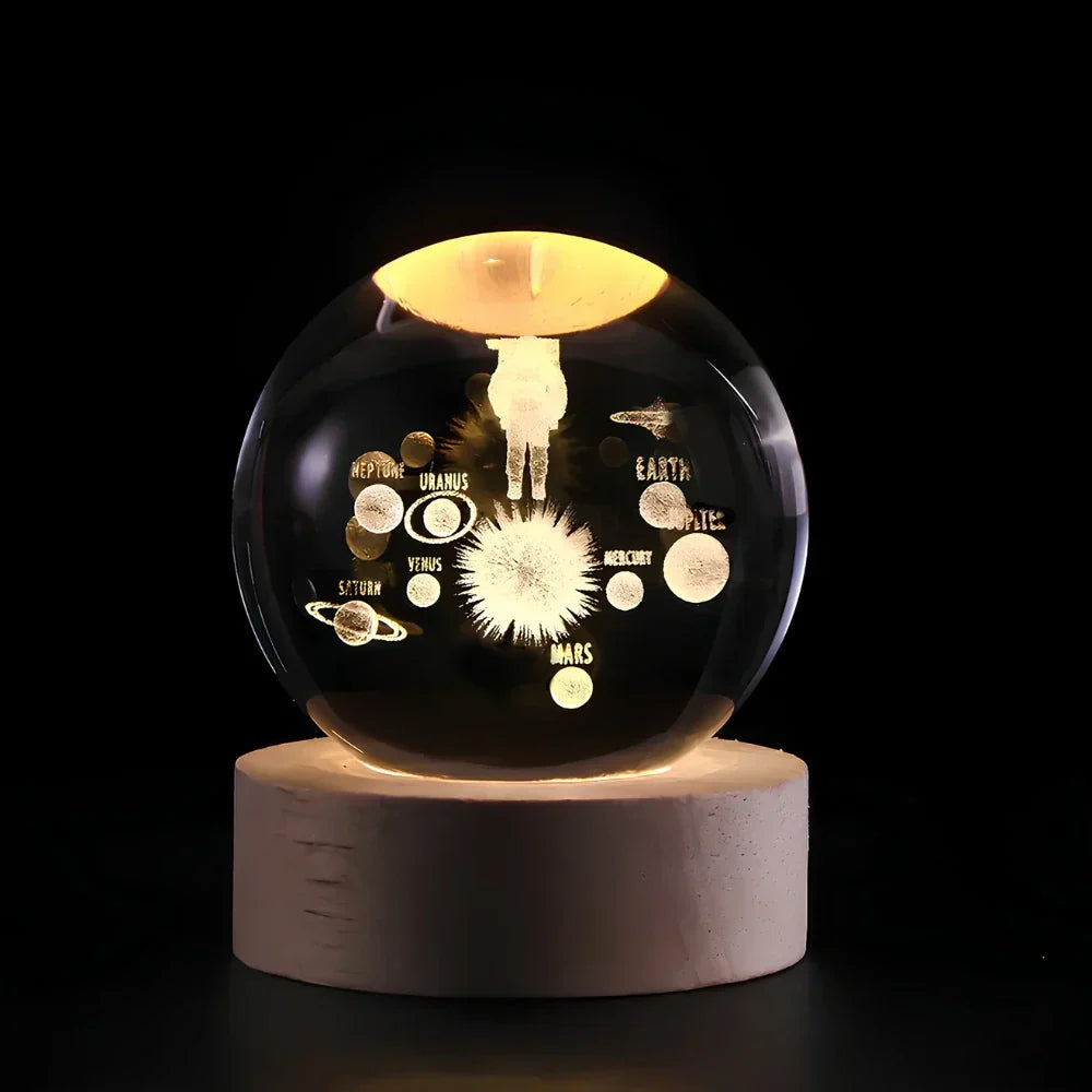 Velvòi | Luminous Crystal Ball Night Light with 3D Engraved Space Images Astral Voyage NALANI