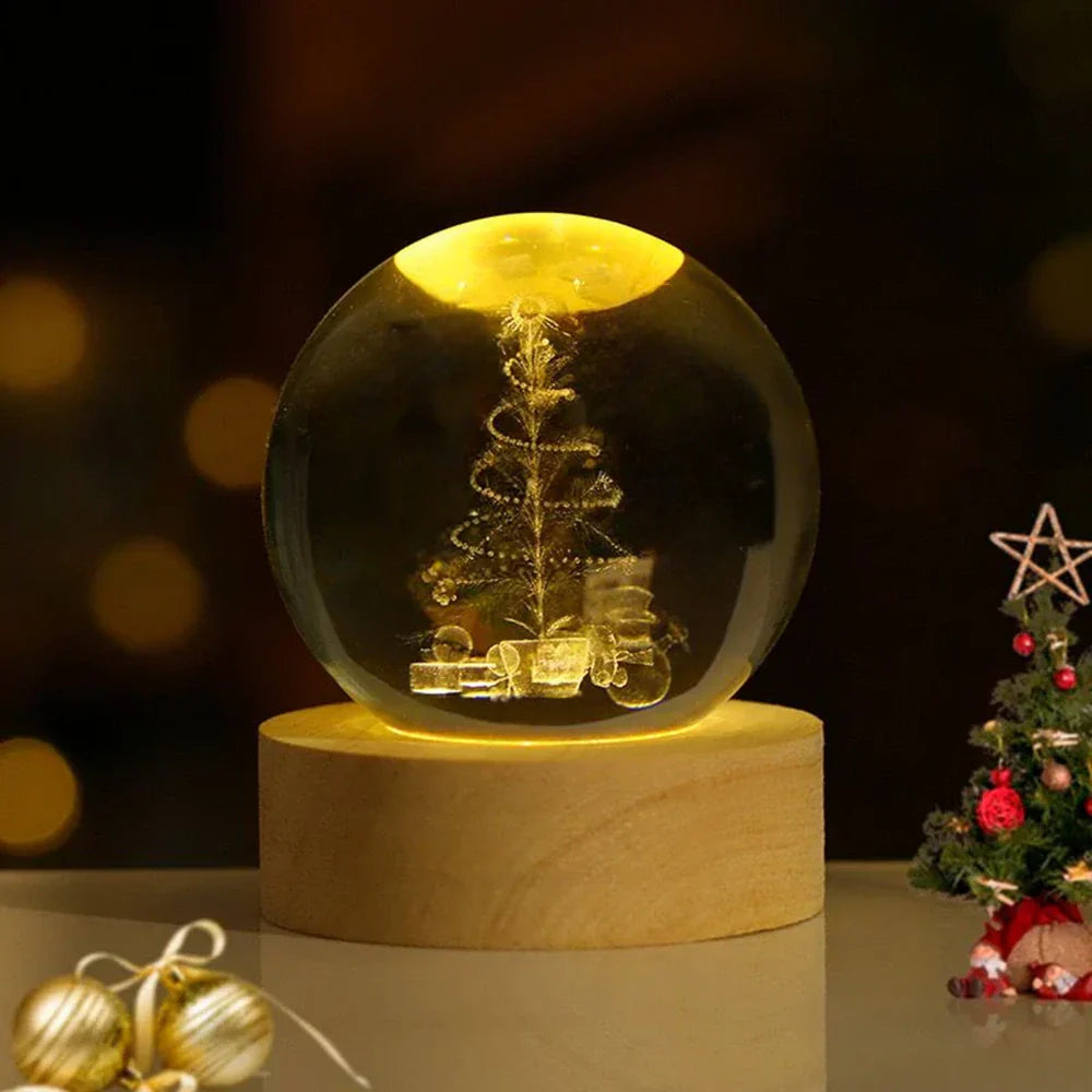 Velvòi | Luminous Crystal Ball Night Light with 3D Engraved Space Images Christmas Tree NALANI