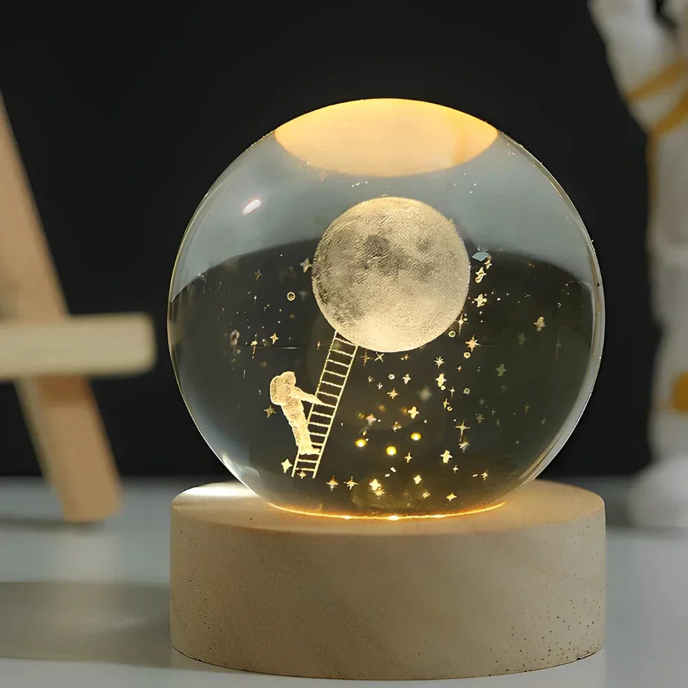 Velvòi | Luminous Crystal Ball Night Light with 3D Engraved Space Images Ladder to Heaven NALANI