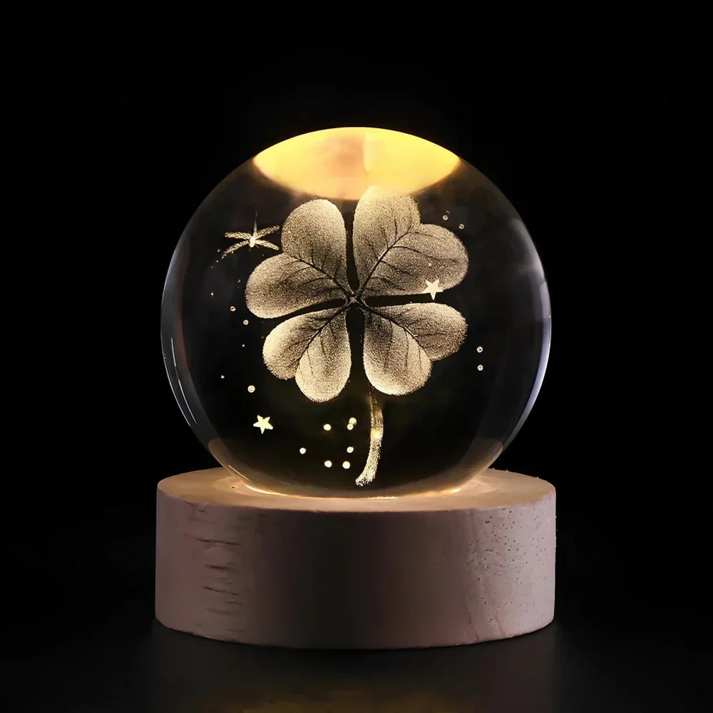 Velvòi | Luminous Crystal Ball Night Light with 3D Engraved Space Images Lucky Charm NALANI