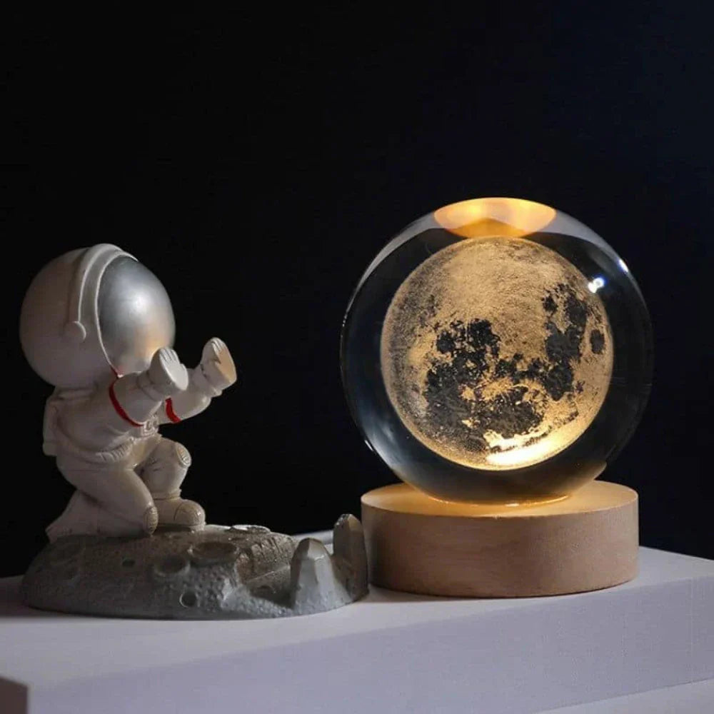 Velvòi | Luminous Crystal Ball Night Light with 3D Engraved Space Images Moon NALANI