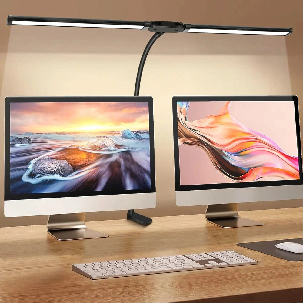 Double Head LED Clip Desk Lamp 3 Color Modes 10 Dimmable 2 HEAD Dimmable NALANI