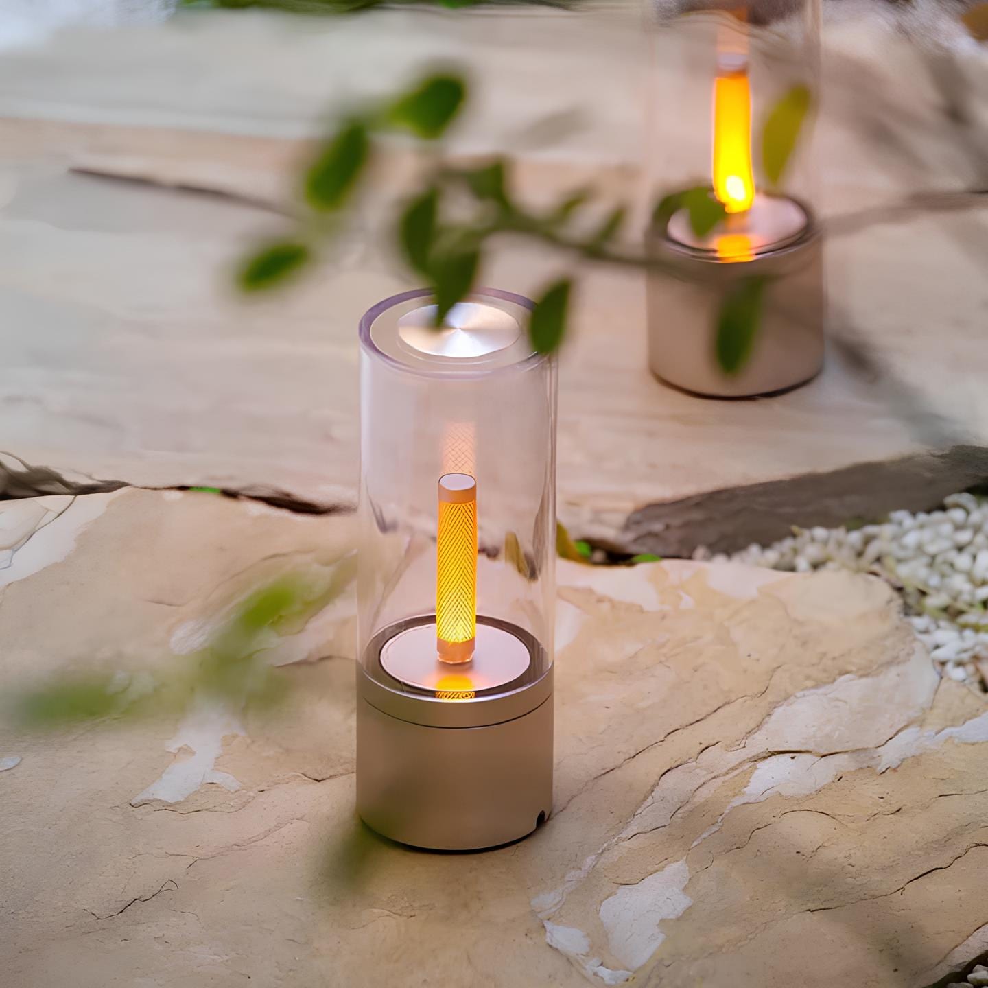 Glass Tube Design Rechargeable Table Lamp With Warm Glow NALANI