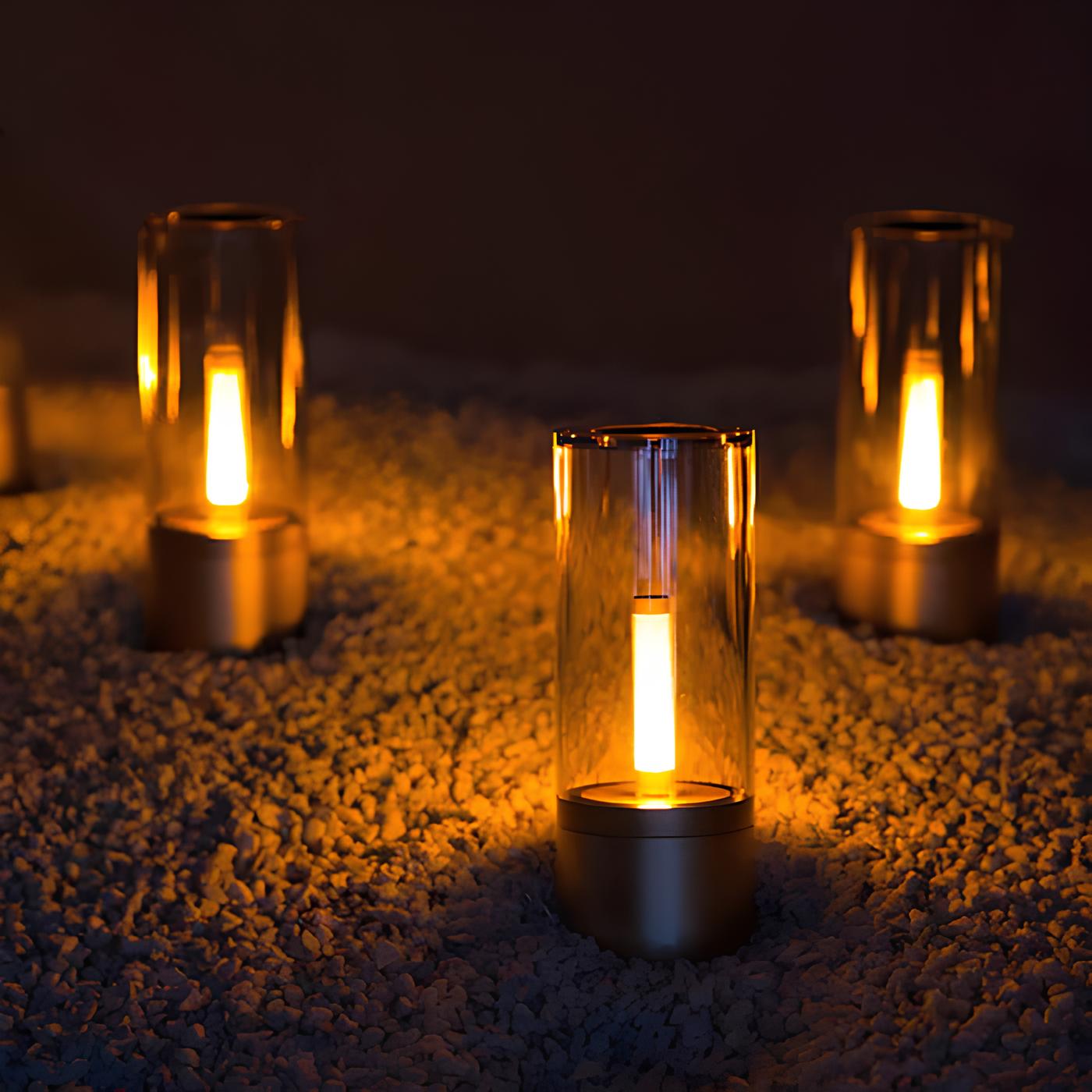 Glass Tube Design Rechargeable Table Lamp With Warm Glow NALANI