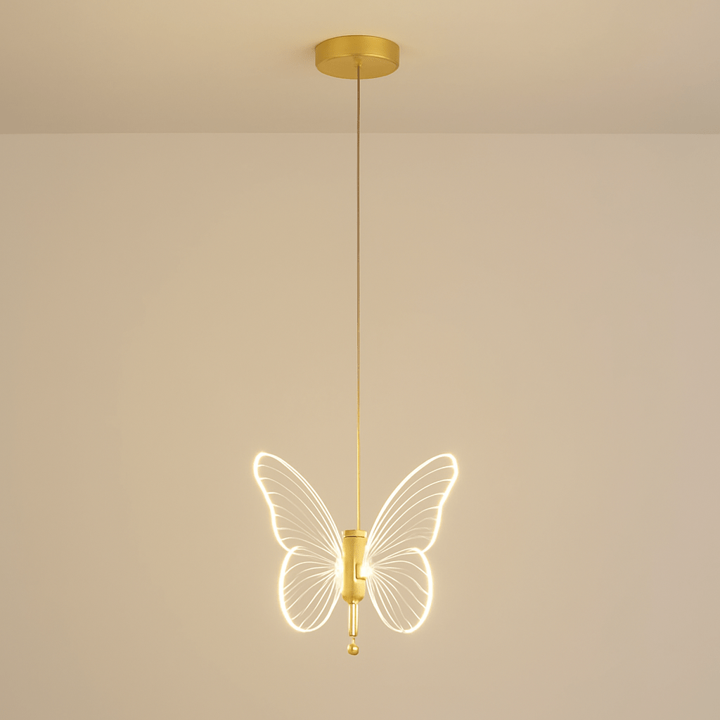 Golden LED Butterfly Pendant Light Nordic Ceiling Lamp Gold 1T Tricolor Light NALANI