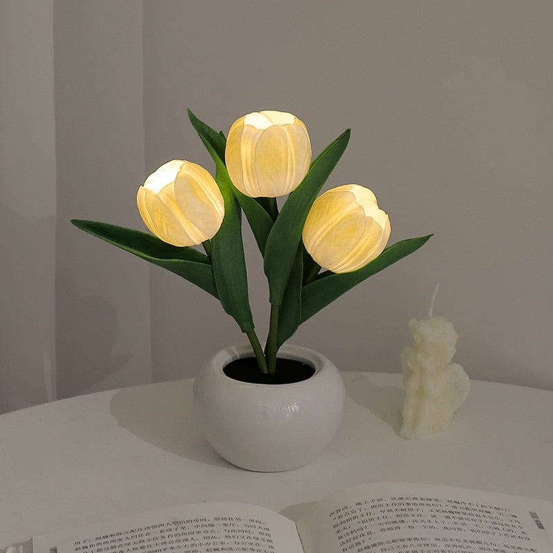 Floral Tulip Night Light LED Rechargeable Table Lamp 3 Yellow NALANI