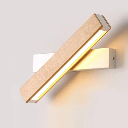 Rotatable LED Wall Lamp Solid Wood Adjustable Bedside Light White NALANI