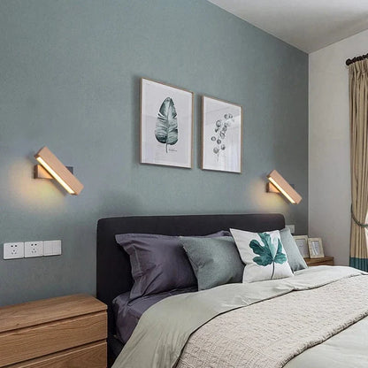 Rotatable LED Wall Lamp Solid Wood Adjustable Bedside Light NALANI