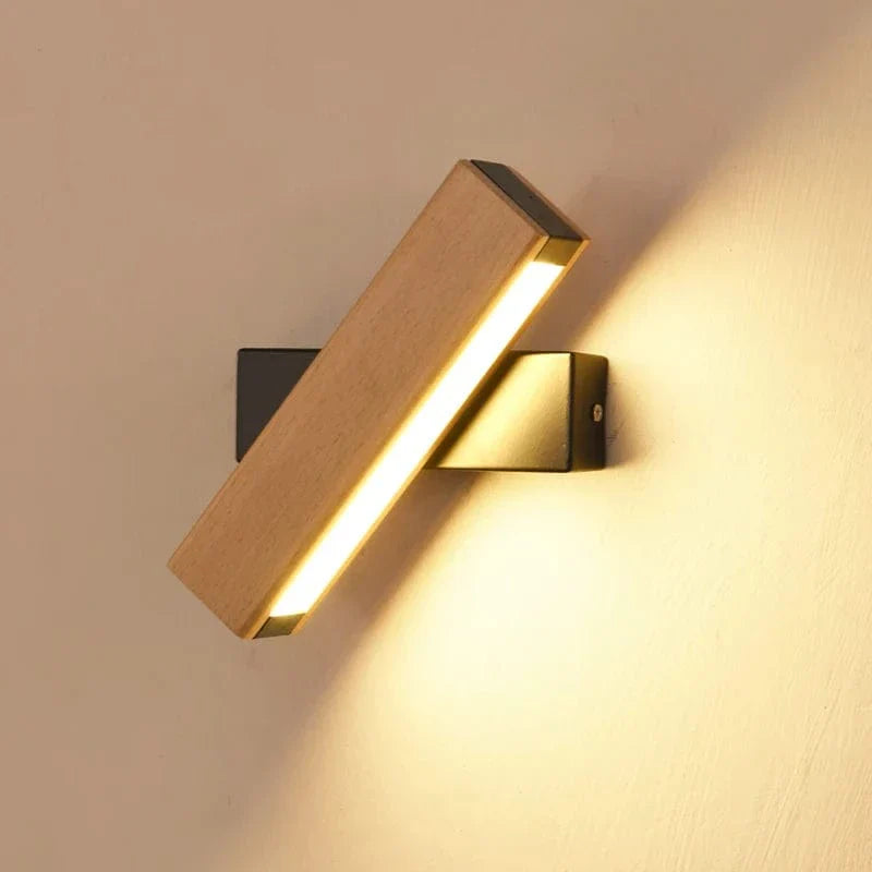 Rotatable LED Wall Lamp Solid Wood Adjustable Bedside Light Black 21 cm NALANI