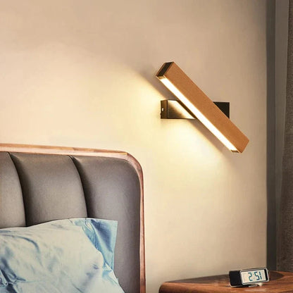 Rotatable LED Wall Lamp Solid Wood Adjustable Bedside Light Black 31 cm NALANI