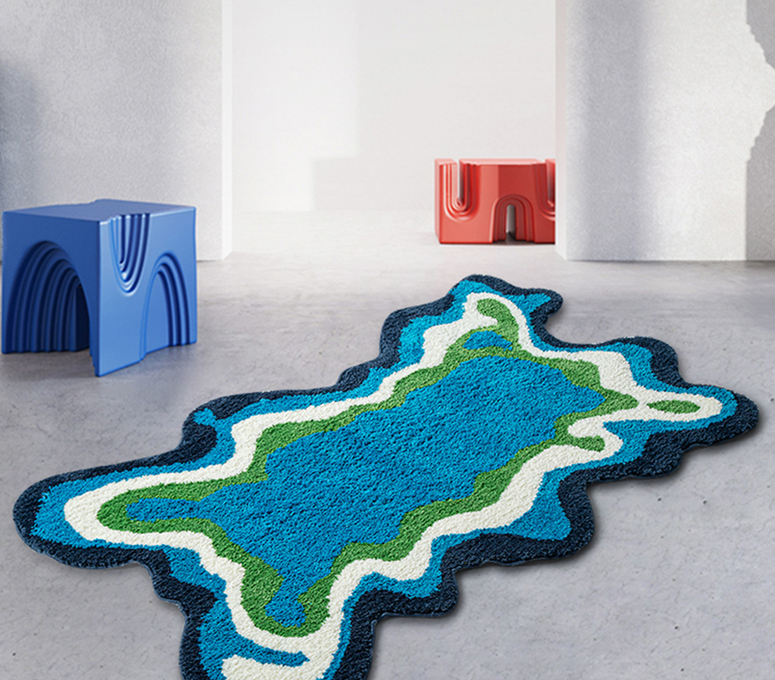 Veyra | Abstract Blob Tufted Accent Rug – Modern Art for Your Floor Blue 70x120cm NALANI