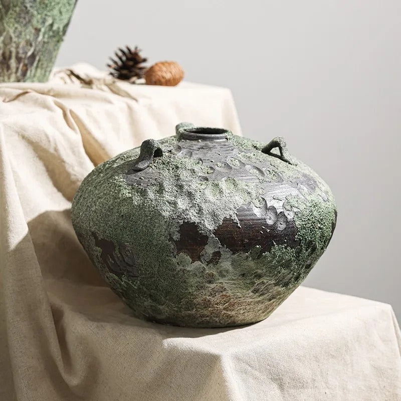 Rustic Green Ceramic Vase for Romantic Home Decoration A NaLani