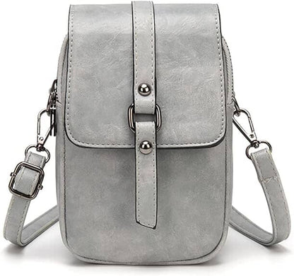 Vintage Multi Functional Soft Vegan Leather Shoulder Bag Gray NALANI