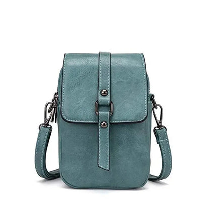 Vintage Multi Functional Soft Vegan Leather Shoulder Bag Light Blue NALANI