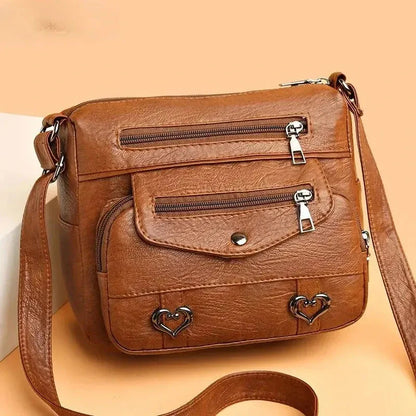 Vintage Women's Shoulder Bag Soft Vegan Leather Crossbody Brown NALANI