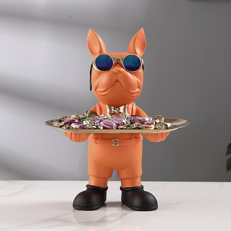 VivArt | At Your Service Bulldog Sculpture And Tray Home Decor Orange NALANI