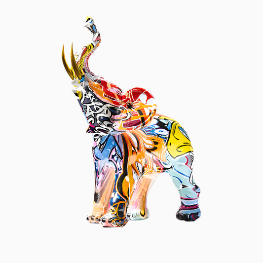 VivArt | Elephant Nordic Painted Statue for Home Decor Appeal Graffiti Painted Large: 10.2 inch by 9.4 inch (26x24cm) NaLani