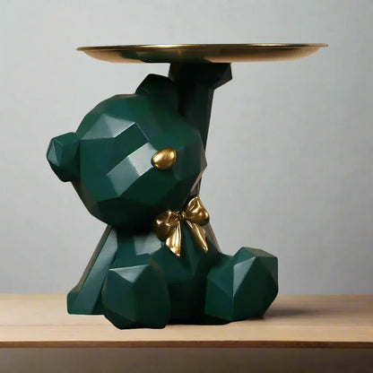 VivArt | Geometric Bear Key Holder - Resin Home and Office Decor Dark Green NaLani