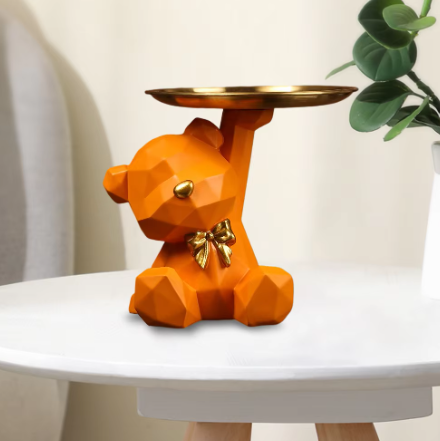 VivArt | Geometric Bear Key Holder - Resin Home and Office Decor Orange NALANI