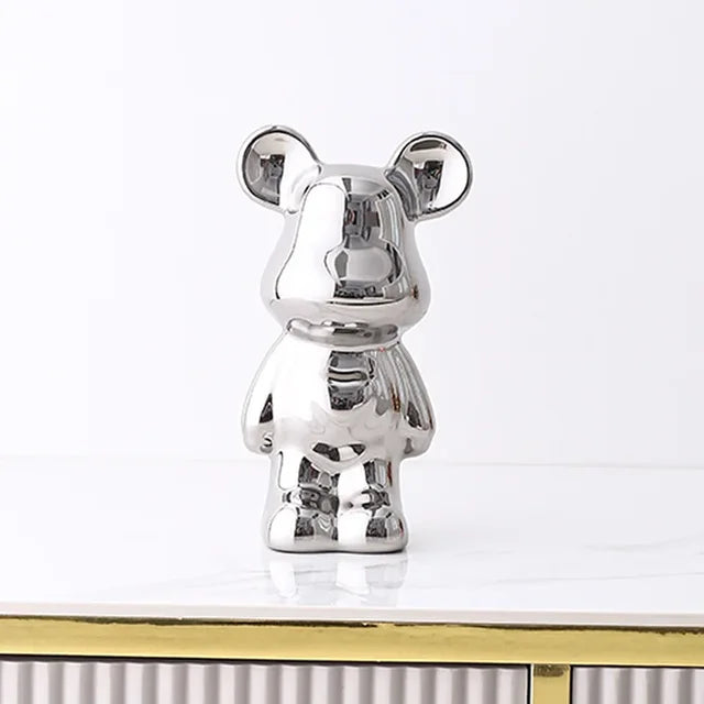 VivArt - Unique Metallic Bear Penny Bank - Decorative Coin Bank for Home Decor Silver NALANI