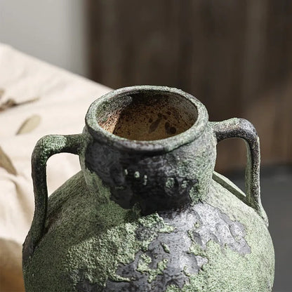 Rustic Green Ceramic Vase for Romantic Home Decoration B NaLani