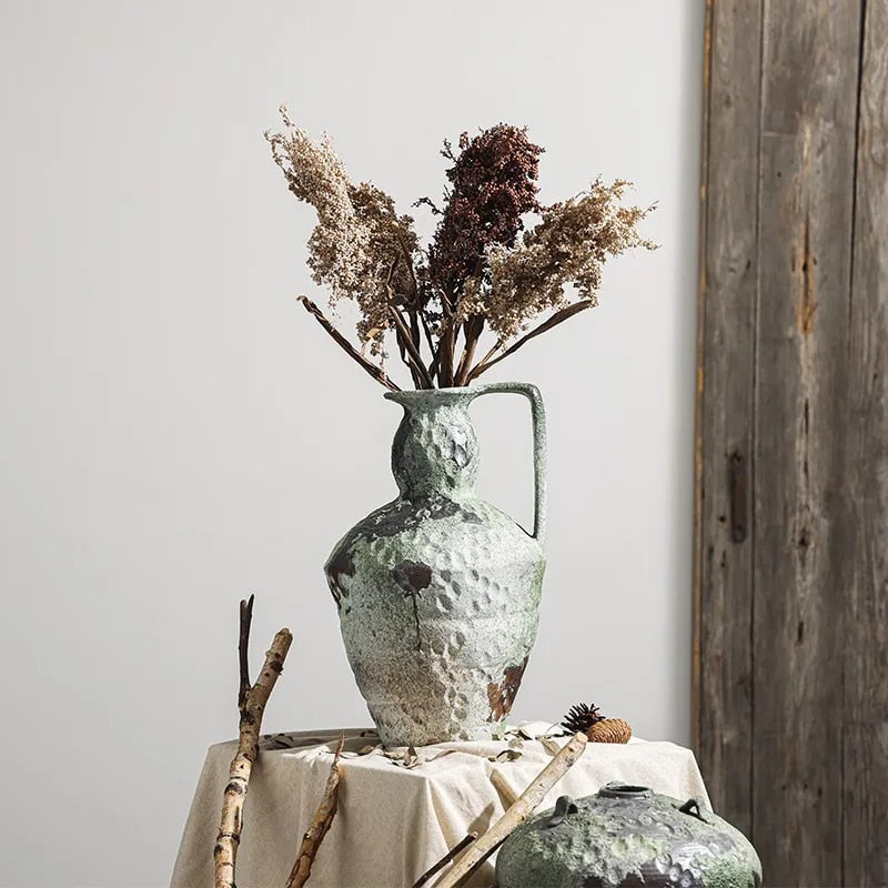 Rustic Green Ceramic Vase for Romantic Home Decoration C NaLani