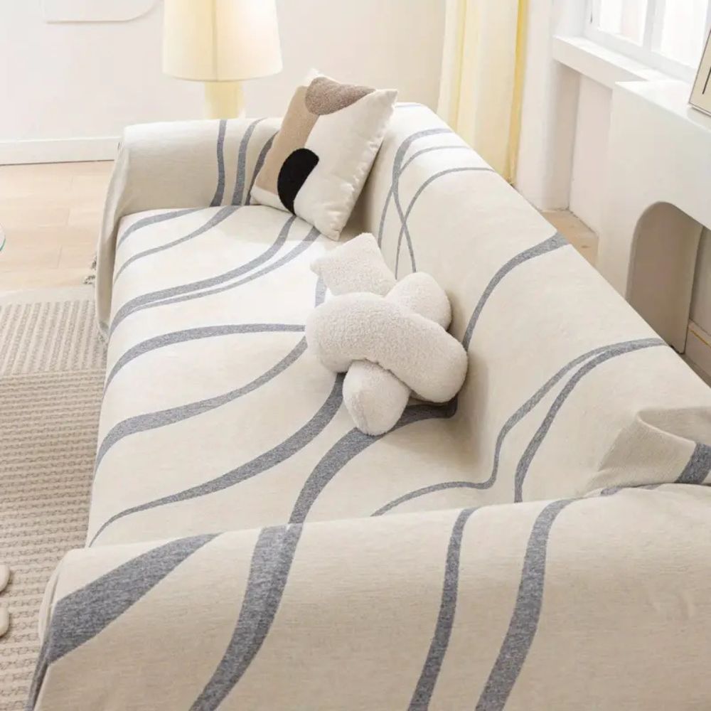 Wave Lines Chenille Sofa Covers for Stylish Home Protection NALANI