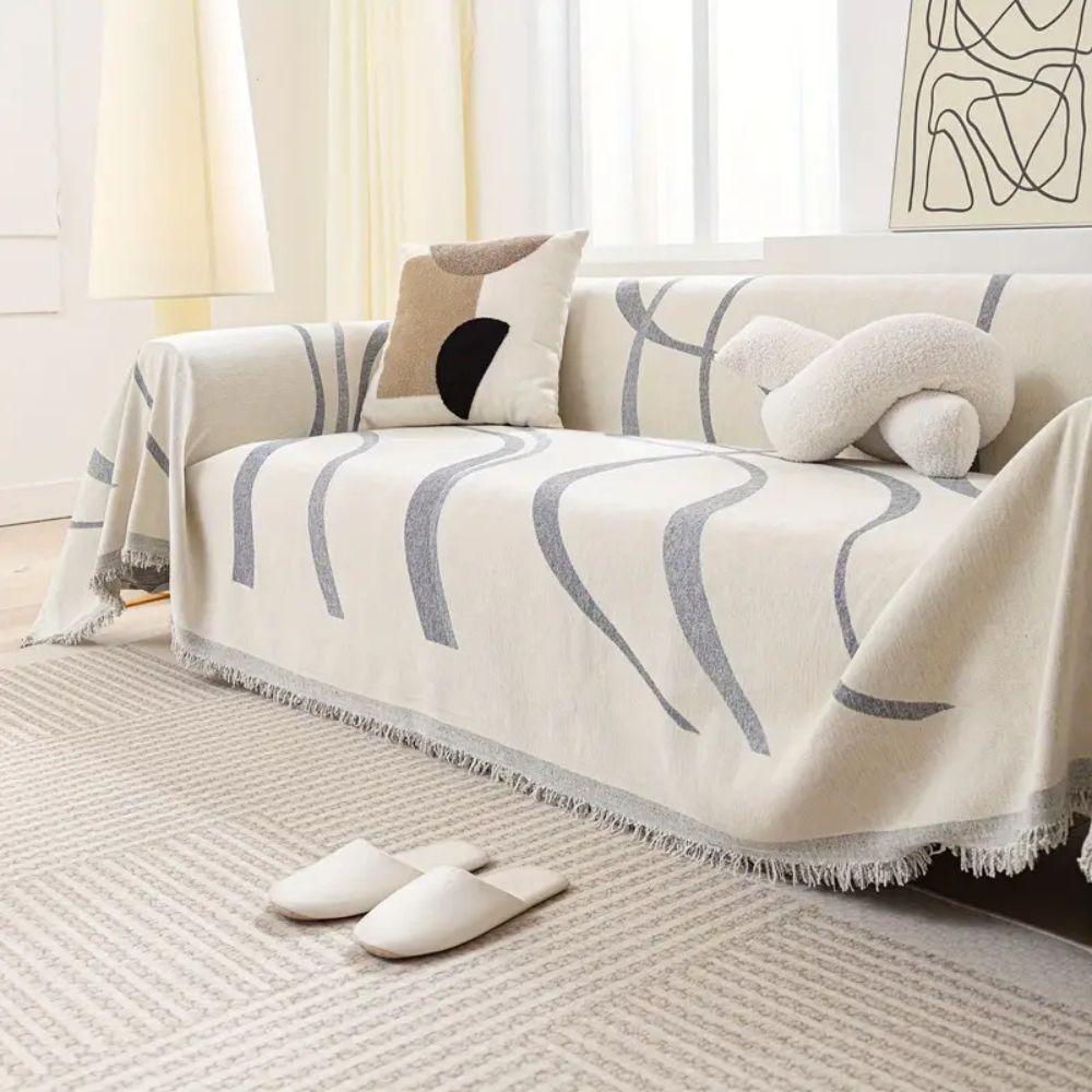 Wave Lines Chenille Sofa Covers for Stylish Home Protection NALANI