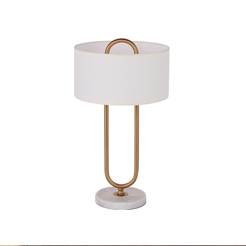 White Drum-Shaped Table Lamp with Oval Base for Modern Decor NALANI