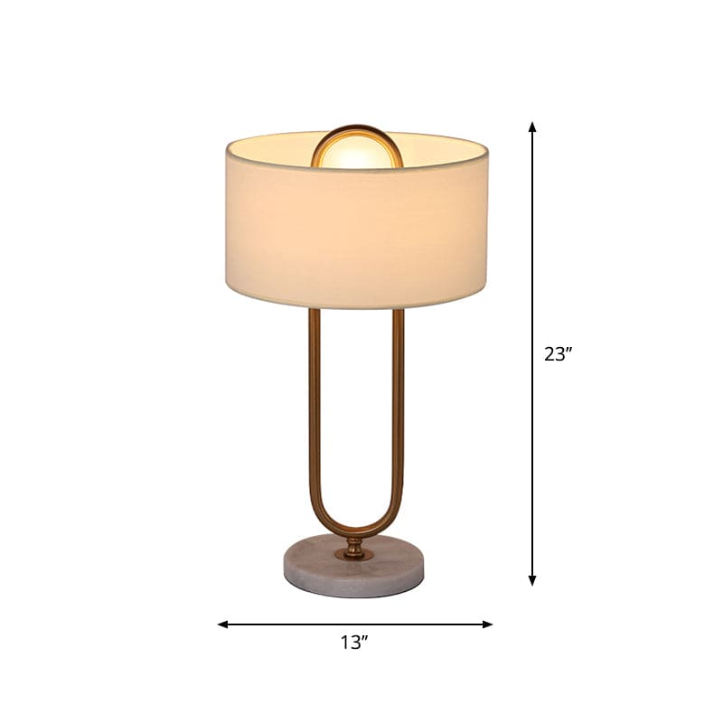 White Drum-Shaped Table Lamp with Oval Base for Modern Decor NALANI