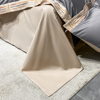 Embroidered Satin Cotton Bedding Set 4 Piece Comfortable NALANI
